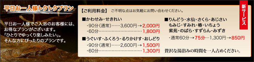 平日お一人様トクトクプラン